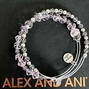 Alex and Ani NWOT 2 pieces pink crystal and silver beaded bracelets